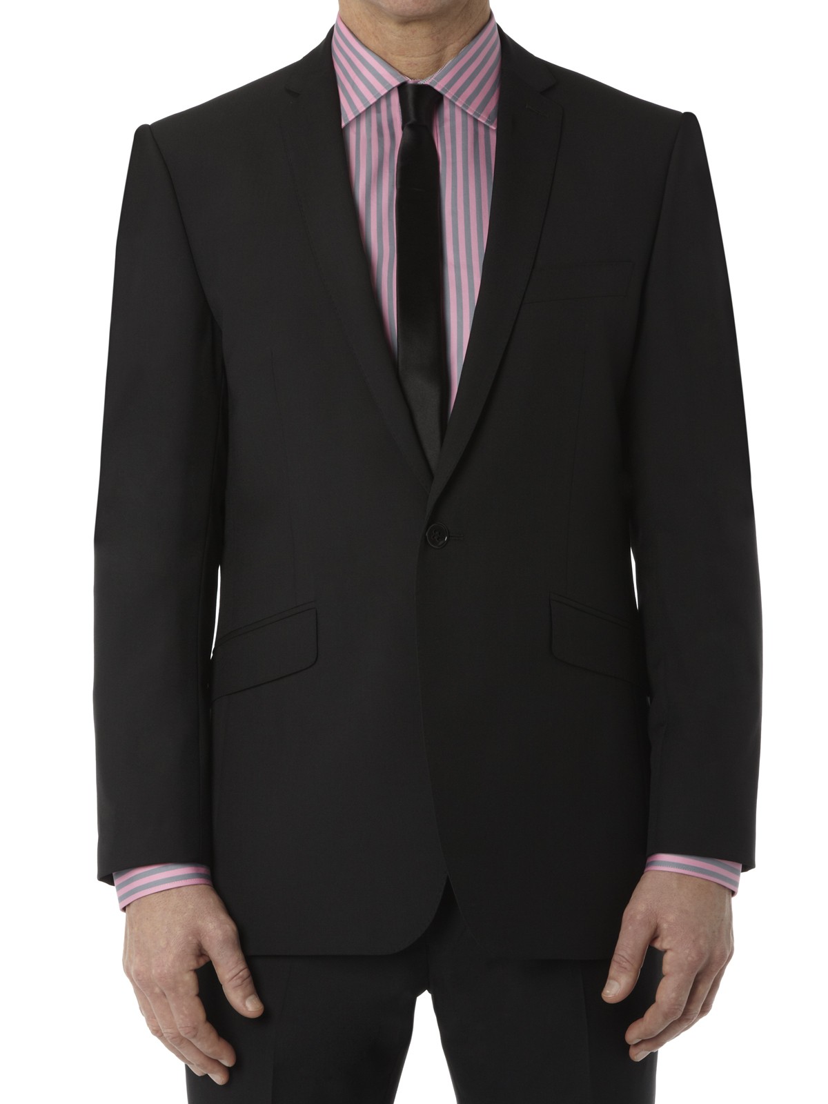 Notch Lapel Black Suit Jacket - Fashion Groom